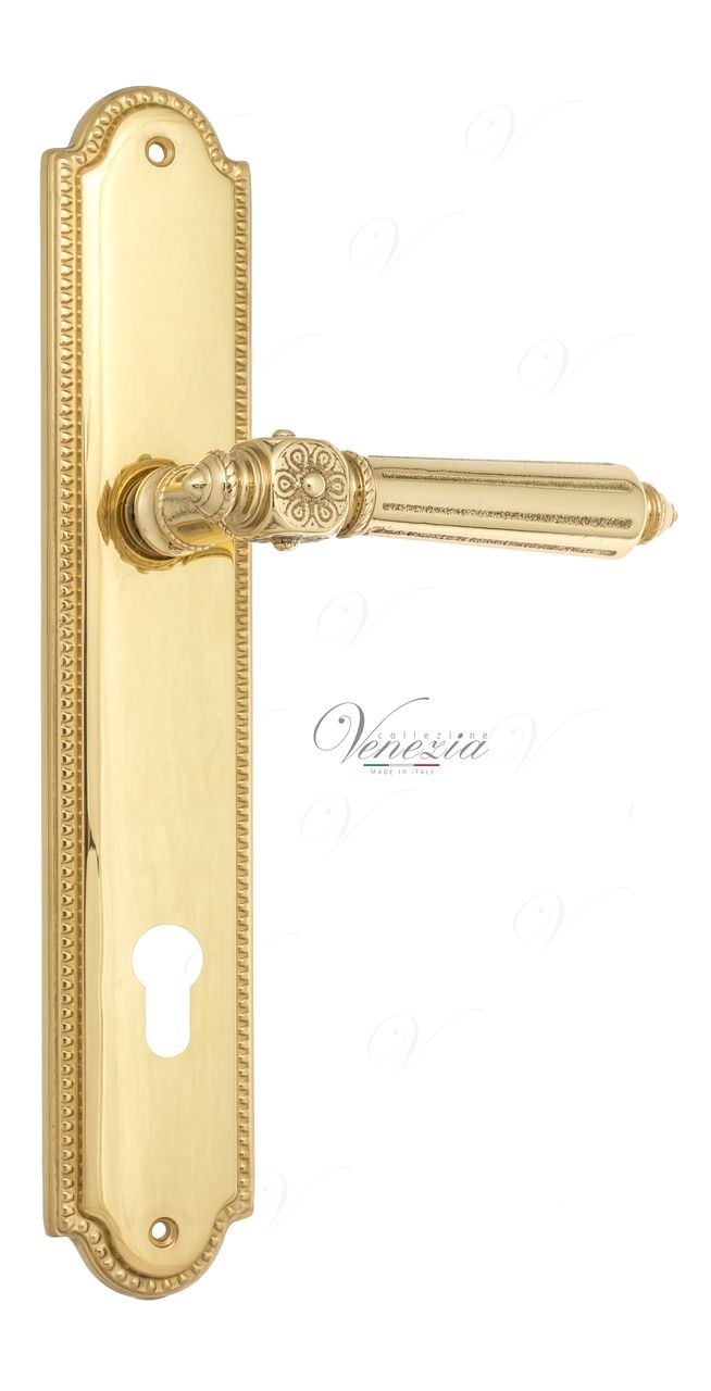 Door Handle Venezia  CASTELLO  CYL On Backplate PL98 Polished Brass