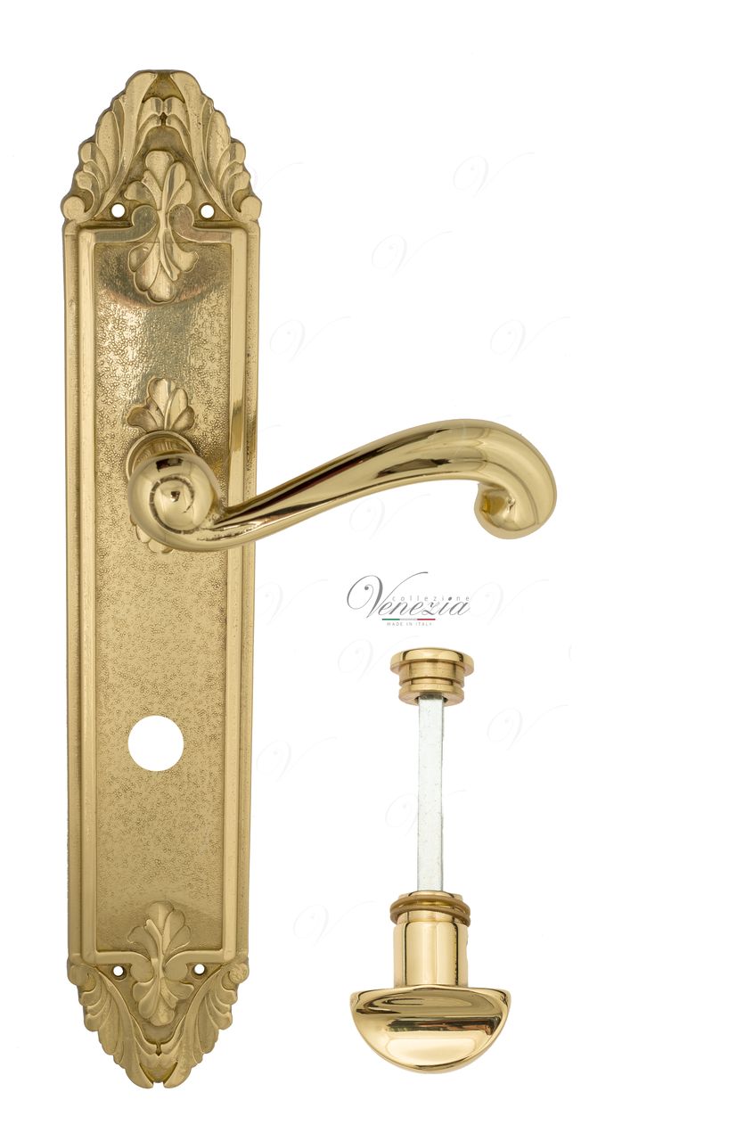 Door Handle Venezia  CARNEVALE  WC-2 On Backplate PL90 Polished Brass