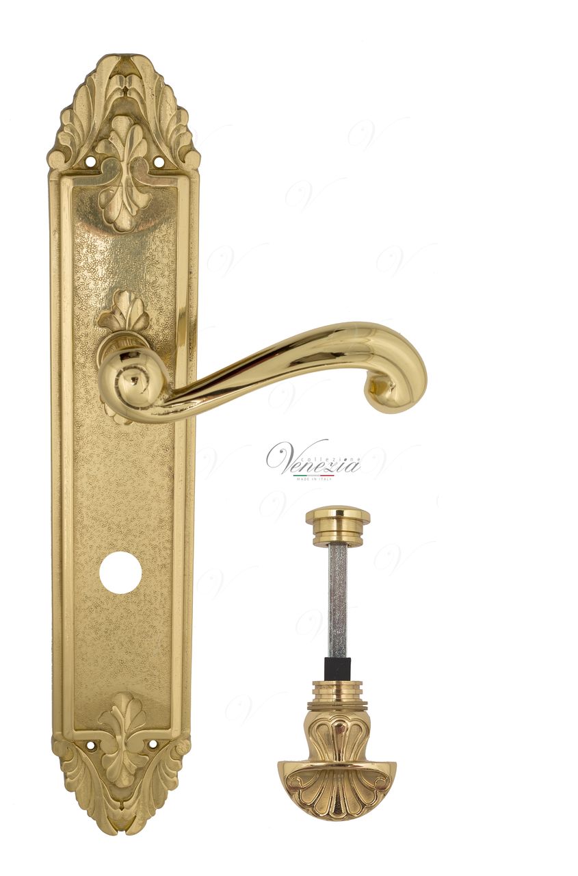 Door Handle Venezia  CARNEVALE  WC-4 On Backplate PL90 Polished Brass