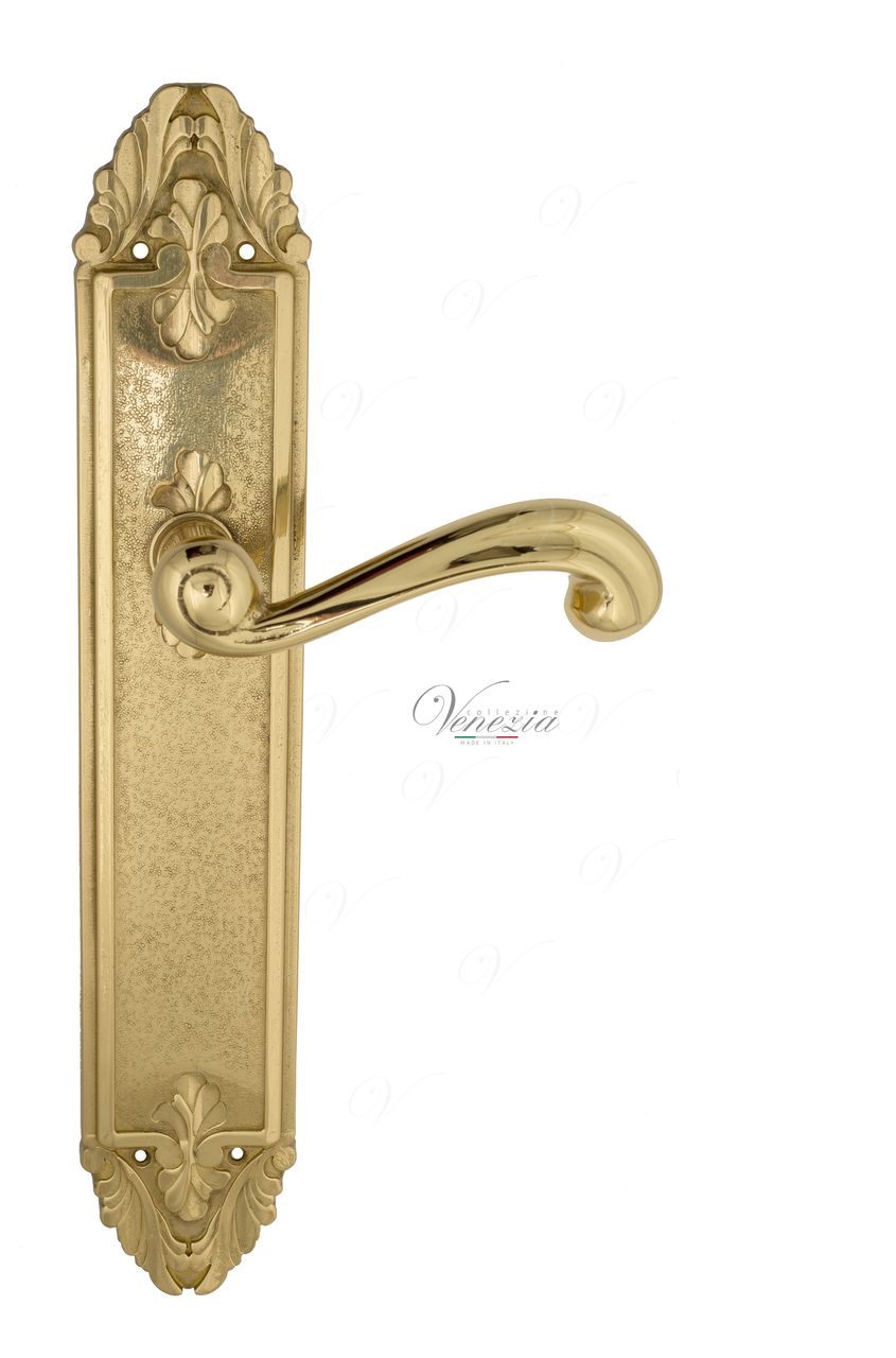 Door Handle Venezia  CARNEVALE  On Backplate PL90 Polished Brass