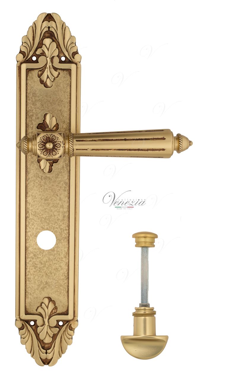 Door Handle Venezia  CASTELLO  WC-2 On Backplate PL90 French Gold + Brown