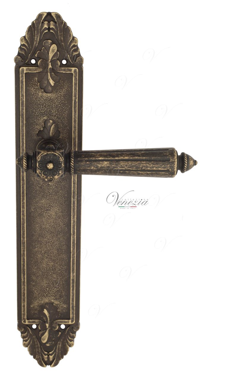Door Handle Venezia  CASTELLO  On Backplate PL90 Antique Bronze