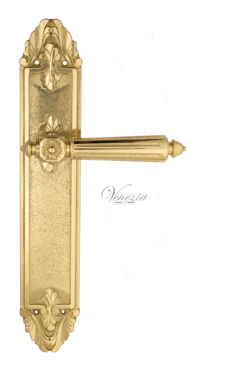 Door Handle Venezia  CASTELLO  On Backplate PL90 Polished Brass