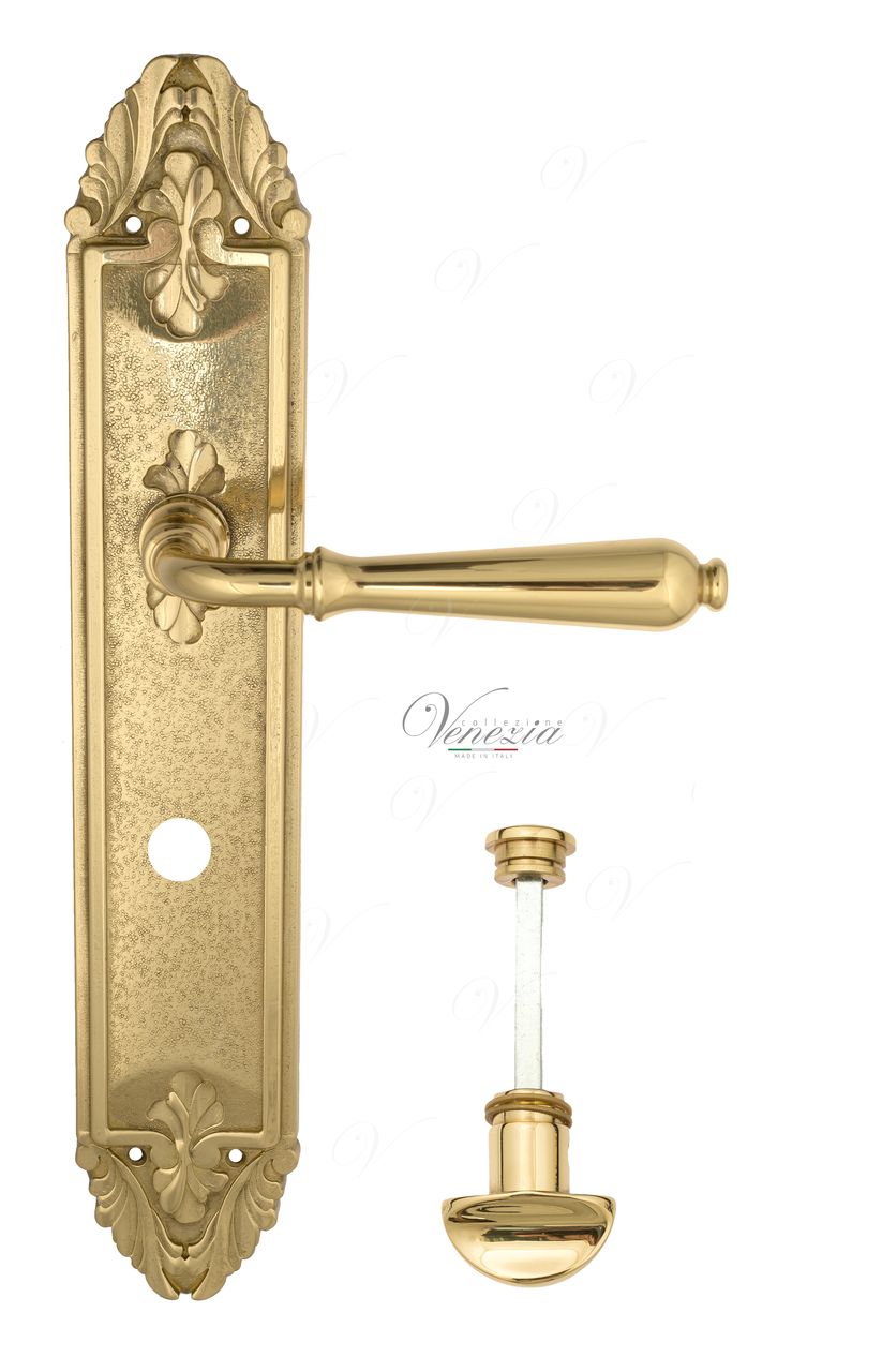 Door Handle Venezia  CLASSIC  WC-2 On Backplate PL90 Polished Brass