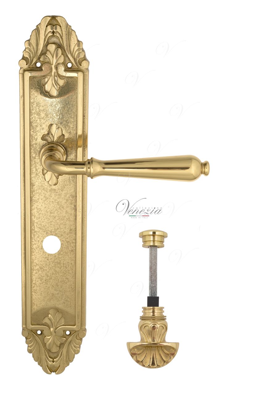 Door Handle Venezia  CLASSIC  WC-4 On Backplate PL90 Polished Brass