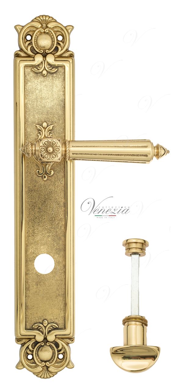Door Handle Venezia  CASTELLO  WC-2 On Backplate PL97 Polished Brass