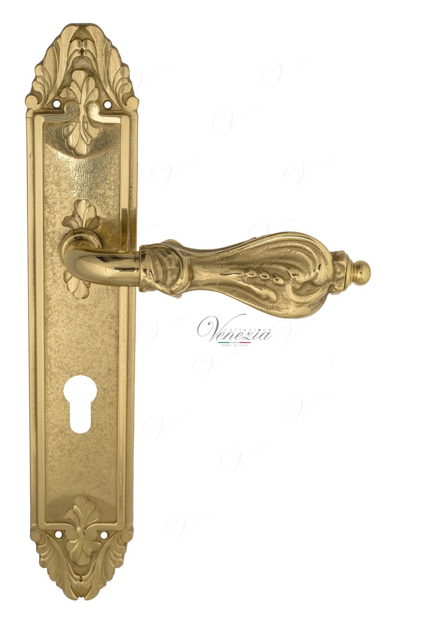 Door Handle Venezia  FLORENCE  CYL On Backplate PL90 Polished Brass