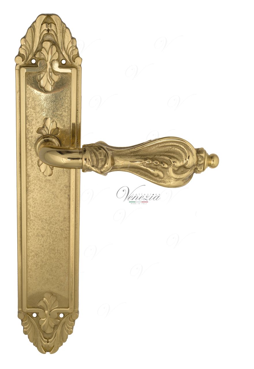 Door Handle Venezia  FLORENCE  On Backplate PL90 Polished Brass