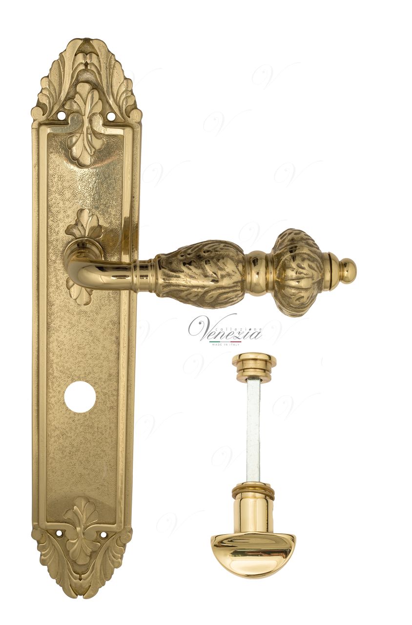 Door Handle Venezia  LUCRECIA  WC-2 On Backplate PL90 Polished Brass