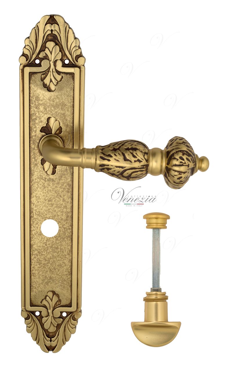 Door Handle Venezia  LUCRECIA  WC-2 On Backplate PL90 French Gold + Brown