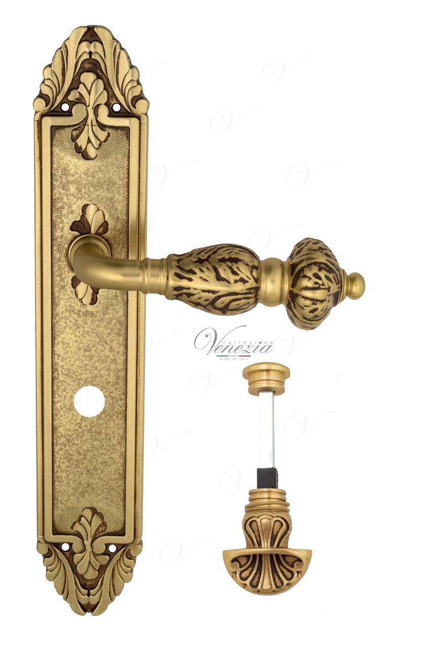 Door Handle Venezia  LUCRECIA  WC-4 On Backplate PL90 French Gold + Brown