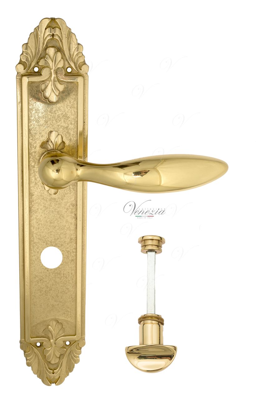 Door Handle Venezia  MAGGIORE  WC-2 On Backplate PL90 Polished Brass