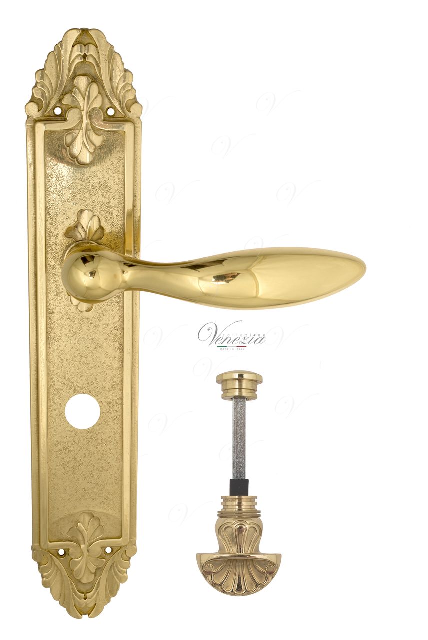Door Handle Venezia  MAGGIORE  WC-4 On Backplate PL90 Polished Brass
