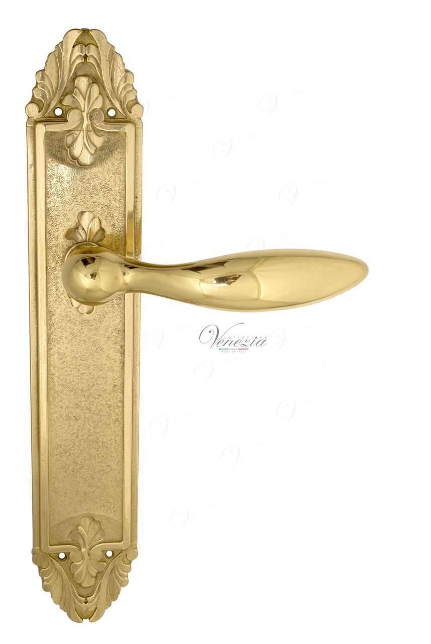Door Handle Venezia  MAGGIORE  On Backplate PL90 Polished Brass