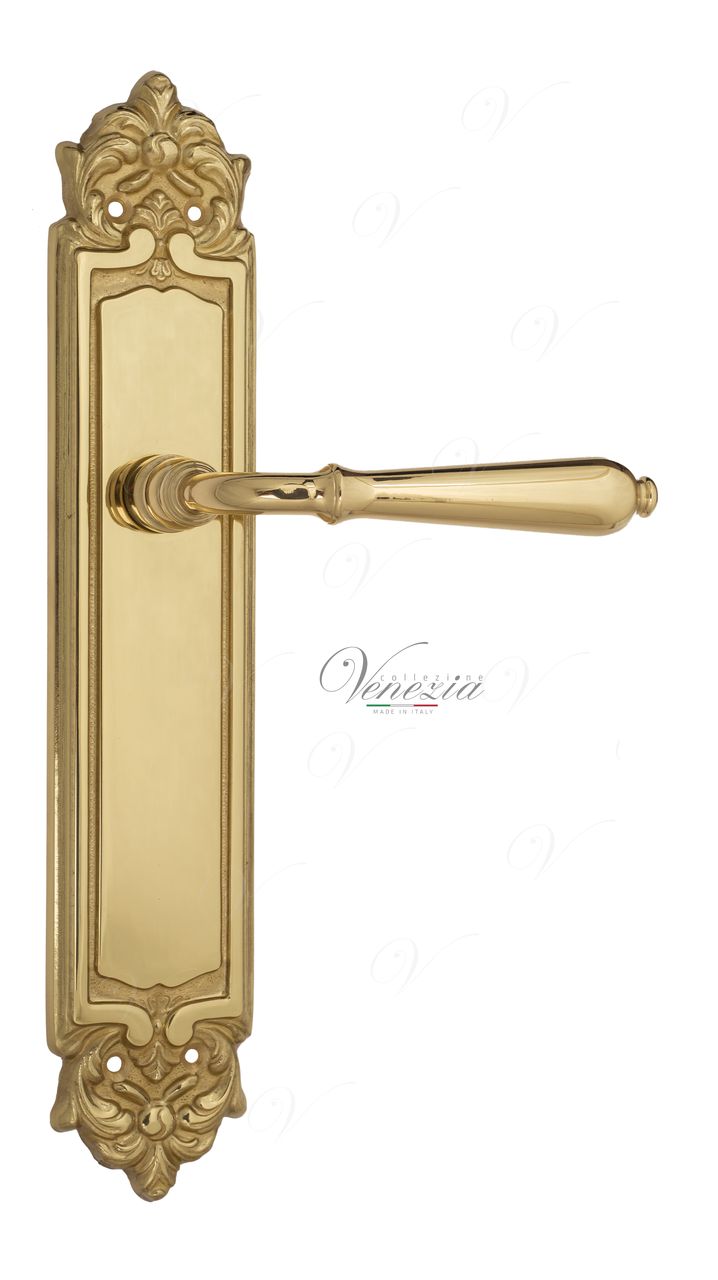 Door Handle Venezia  CLASSIC  On Backplate PL96 Polished Brass