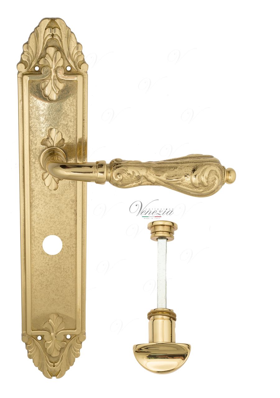 Door Handle Venezia  MONTE CRISTO  WC-2 On Backplate PL90 Polished Brass