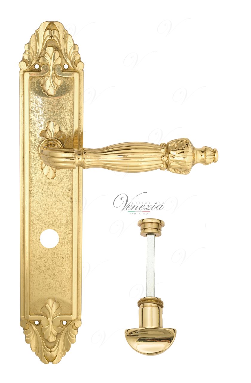 Door Handle Venezia  OLIMPO  WC-2 On Backplate PL90 Polished Brass