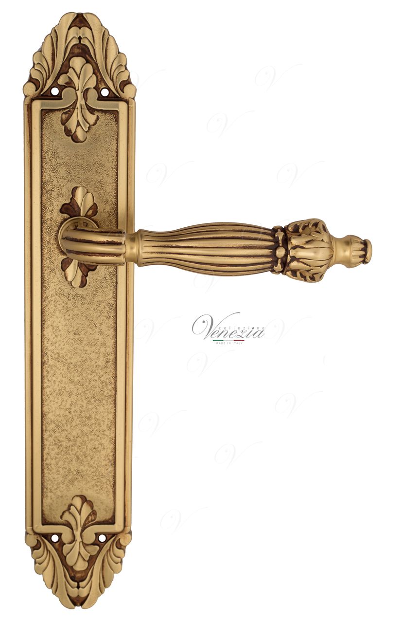 Door Handle Venezia  OLIMPO  On Backplate PL90 French Gold + Brown