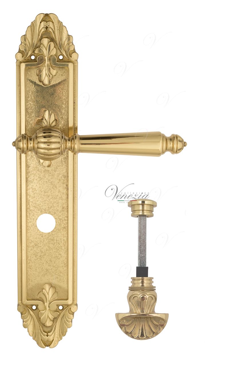 Door Handle Venezia  PELLESTRINA  WC-4 On Backplate PL90 Polished Brass