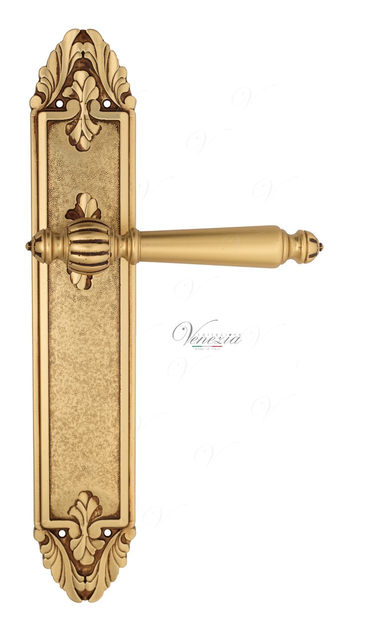 Door Handle Venezia  PELLESTRINA  On Backplate PL90 French Gold + Brown
