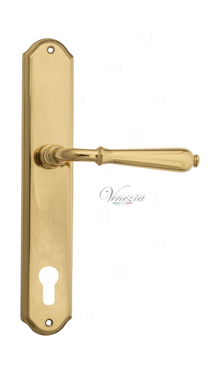 Door Handle Venezia  CLASSIC  CYL On Backplate PL02 Polished Brass