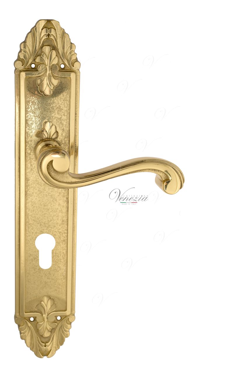 Door Handle Venezia  VIVALDI  CYL On Backplate PL90 Polished Brass