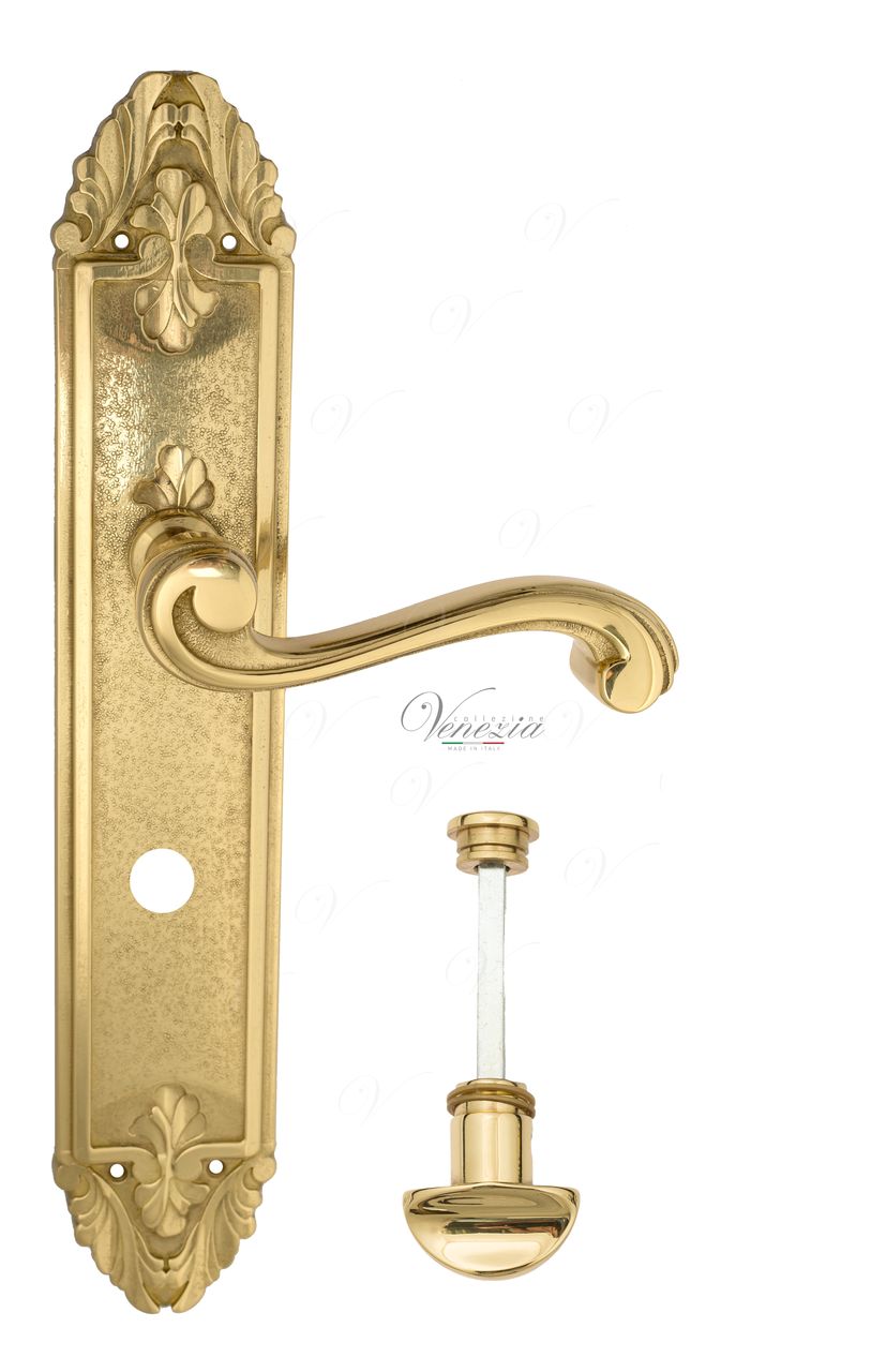Door Handle Venezia  VIVALDI  WC-2 On Backplate PL90 Polished Brass