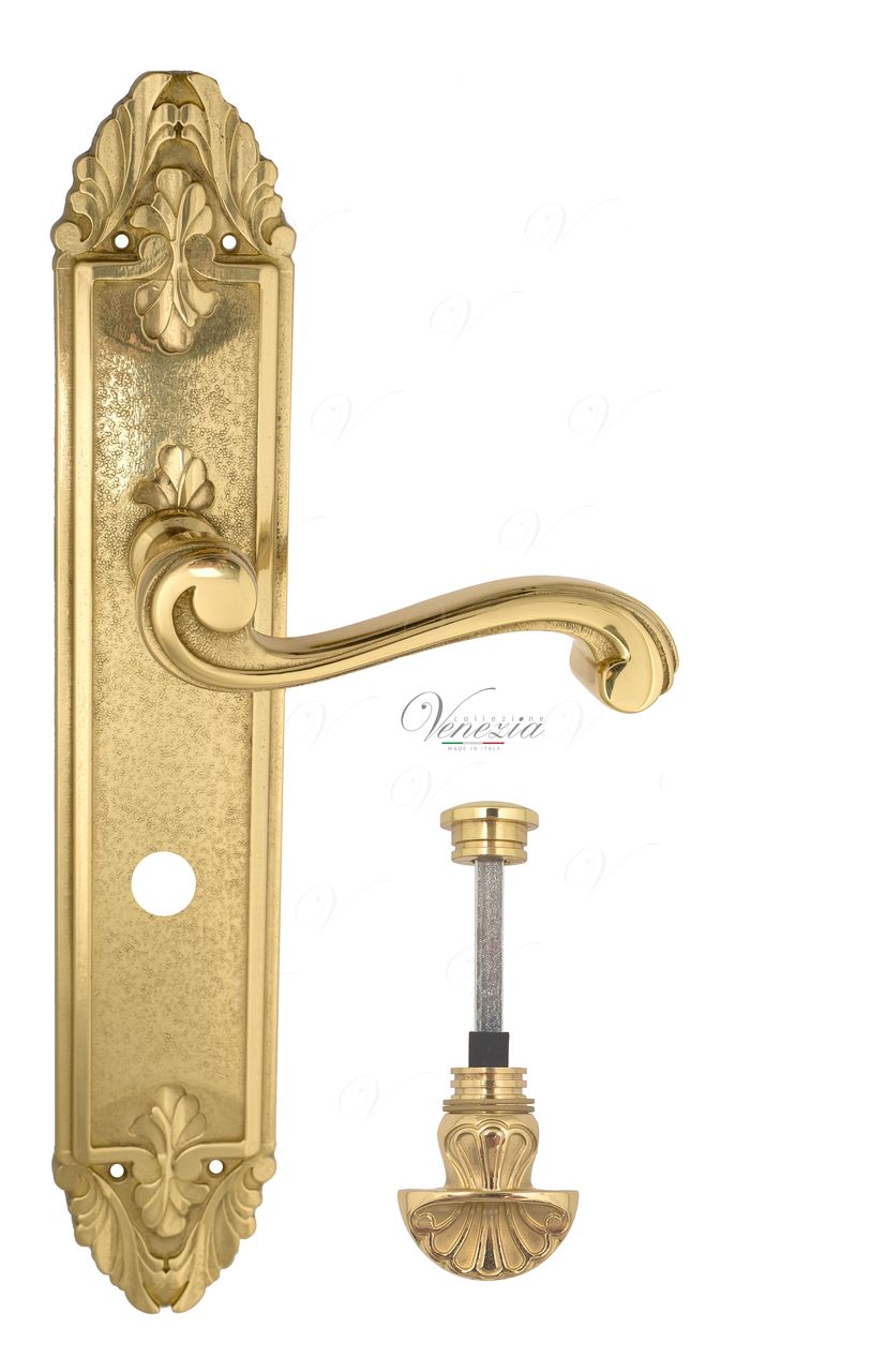 Door Handle Venezia  VIVALDI  WC-4 On Backplate PL90 Polished Brass