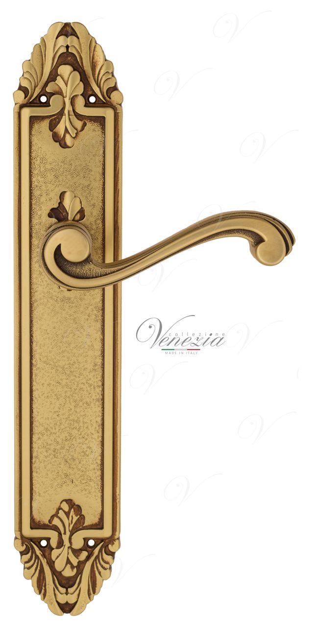 Door Handle Venezia  VIVALDI  On Backplate PL90 French Gold + Brown