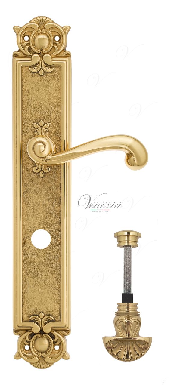Door Handle Venezia  CARNEVALE  WC-4 On Backplate PL97 Polished Brass