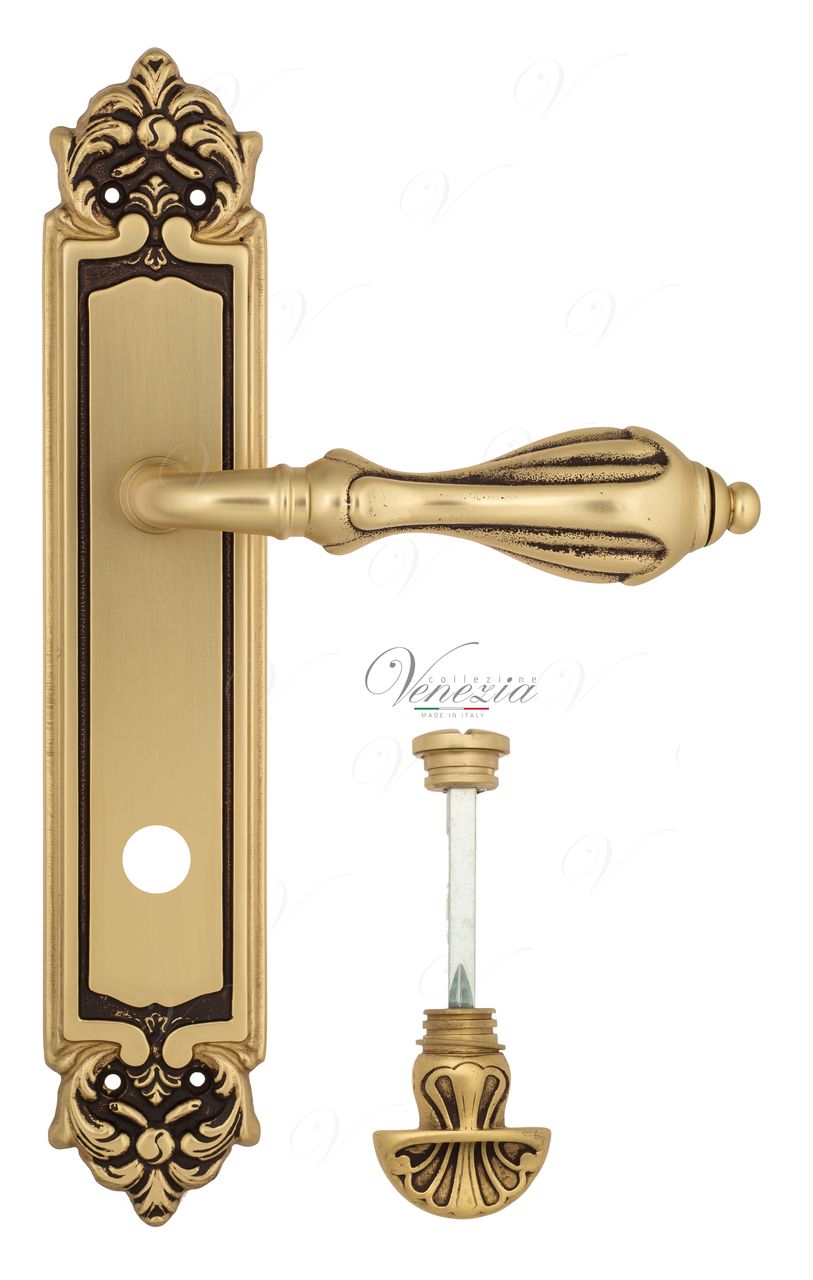 Door Handle Venezia  ANAFESTO  WC-4 On Backplate PL96 French Gold + Brown