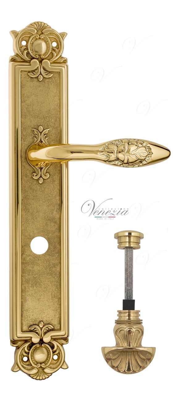 Door Handle Venezia  CASANOVA  WC-4 On Backplate PL97 Polished Brass