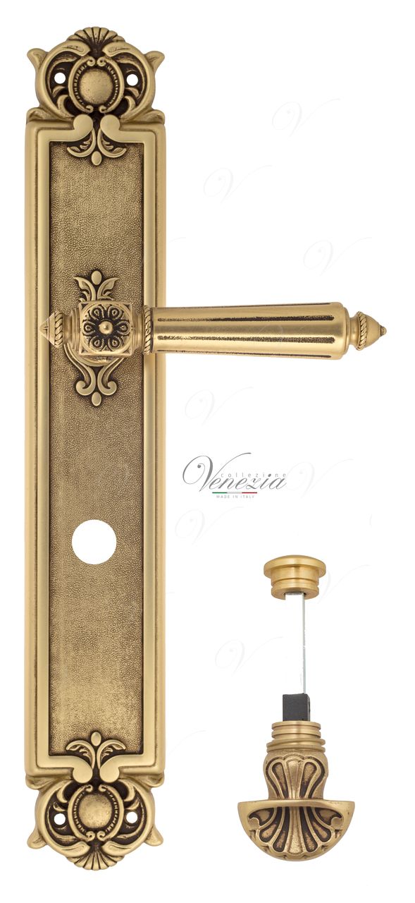 Door Handle Venezia  CASTELLO  WC-4 On Backplate PL97 French Gold + Brown