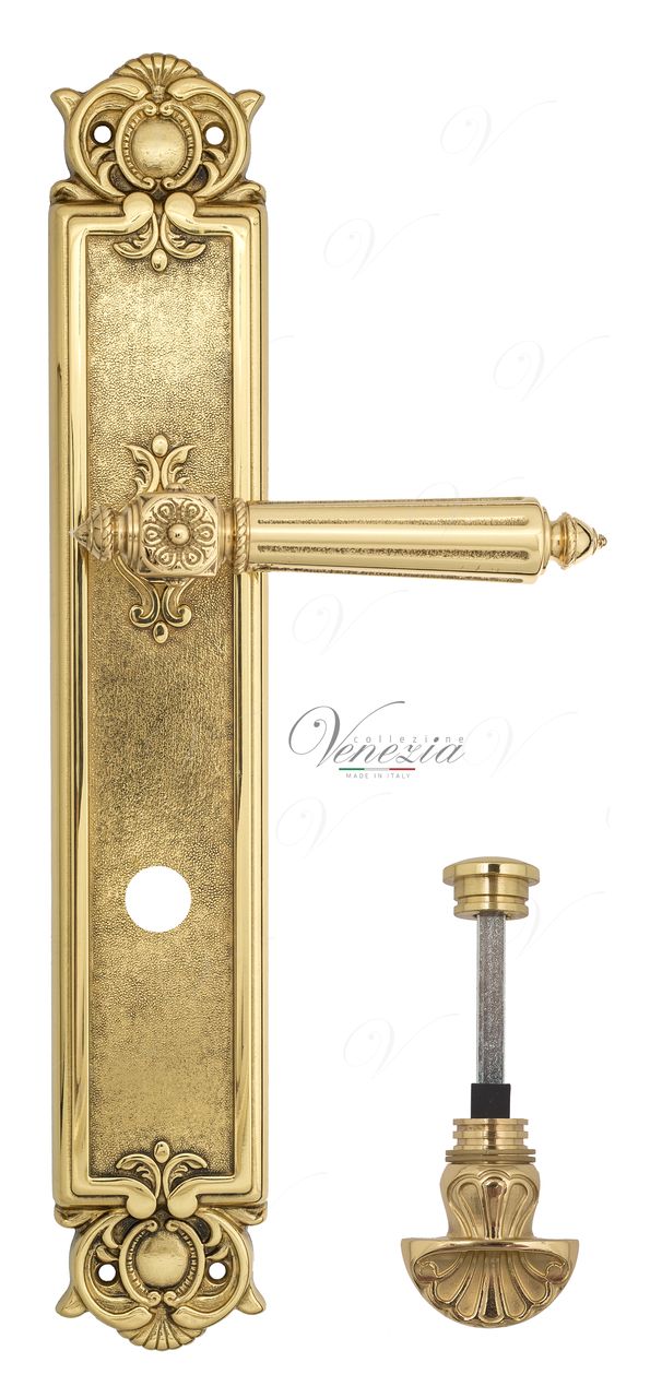 Door Handle Venezia  CASTELLO  WC-4 On Backplate PL97 Polished Brass