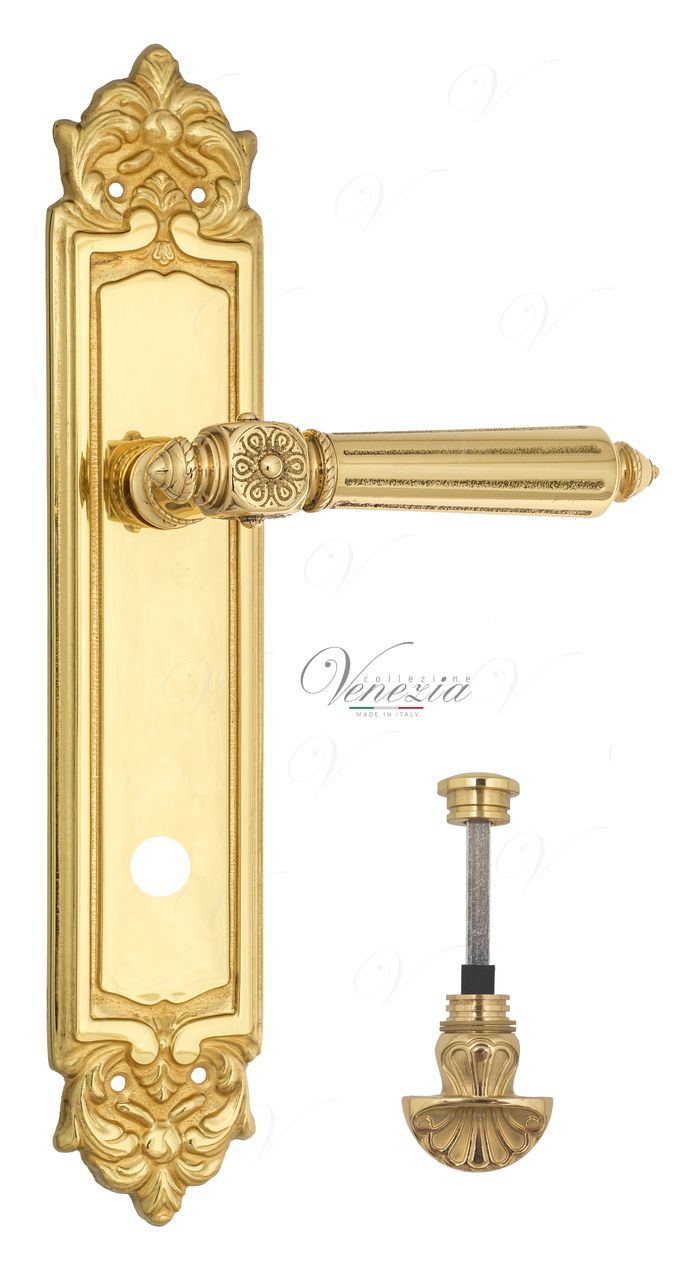 Door Handle Venezia  CASTELLO  WC-4 On Backplate PL96 Polished Brass