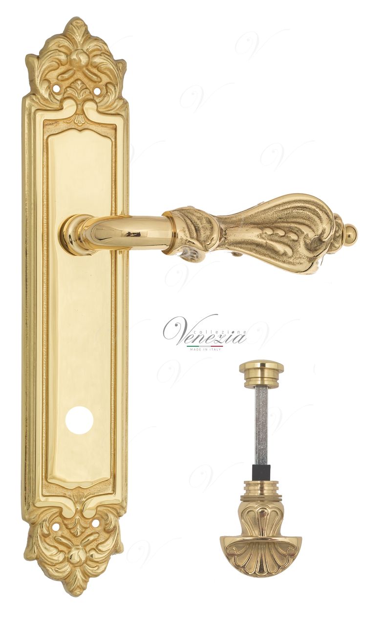 Door Handle Venezia  FLORENCE  WC-4 On Backplate PL96 Polished Brass