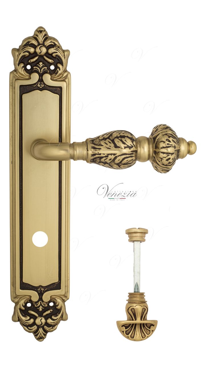Door Handle Venezia  LUCRECIA  WC-4 On Backplate PL96 French Gold + Brown