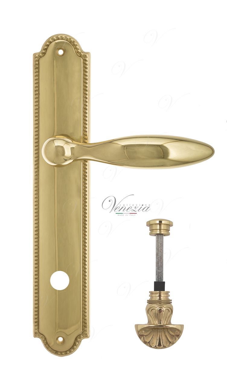 Door Handle Venezia  MAGGIORE  WC-4 On Backplate PL98 Polished Brass