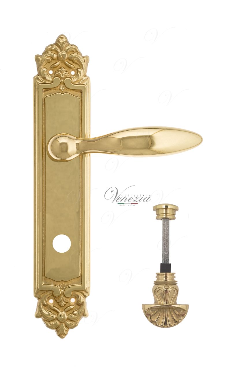 Door Handle Venezia  MAGGIORE  WC-4 On Backplate PL96 Polished Brass