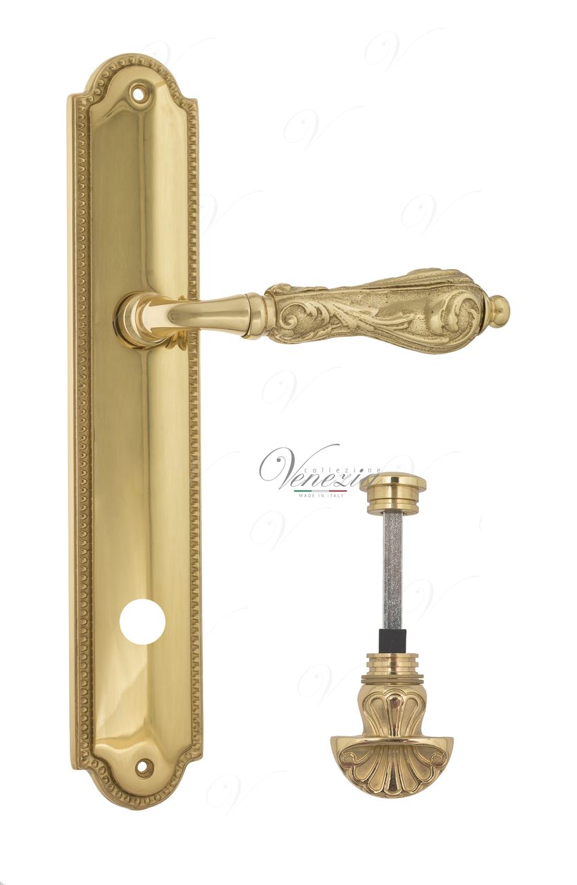 Door Handle Venezia  MONTE CRISTO  WC-4 On Backplate PL98 Polished Brass