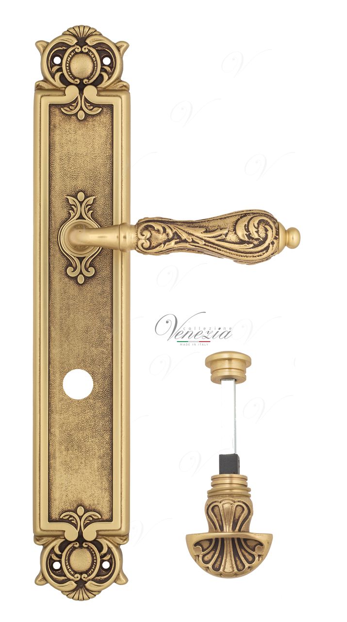 Door Handle Venezia  MONTE CRISTO  WC-4 On Backplate PL97 French Gold + Brown