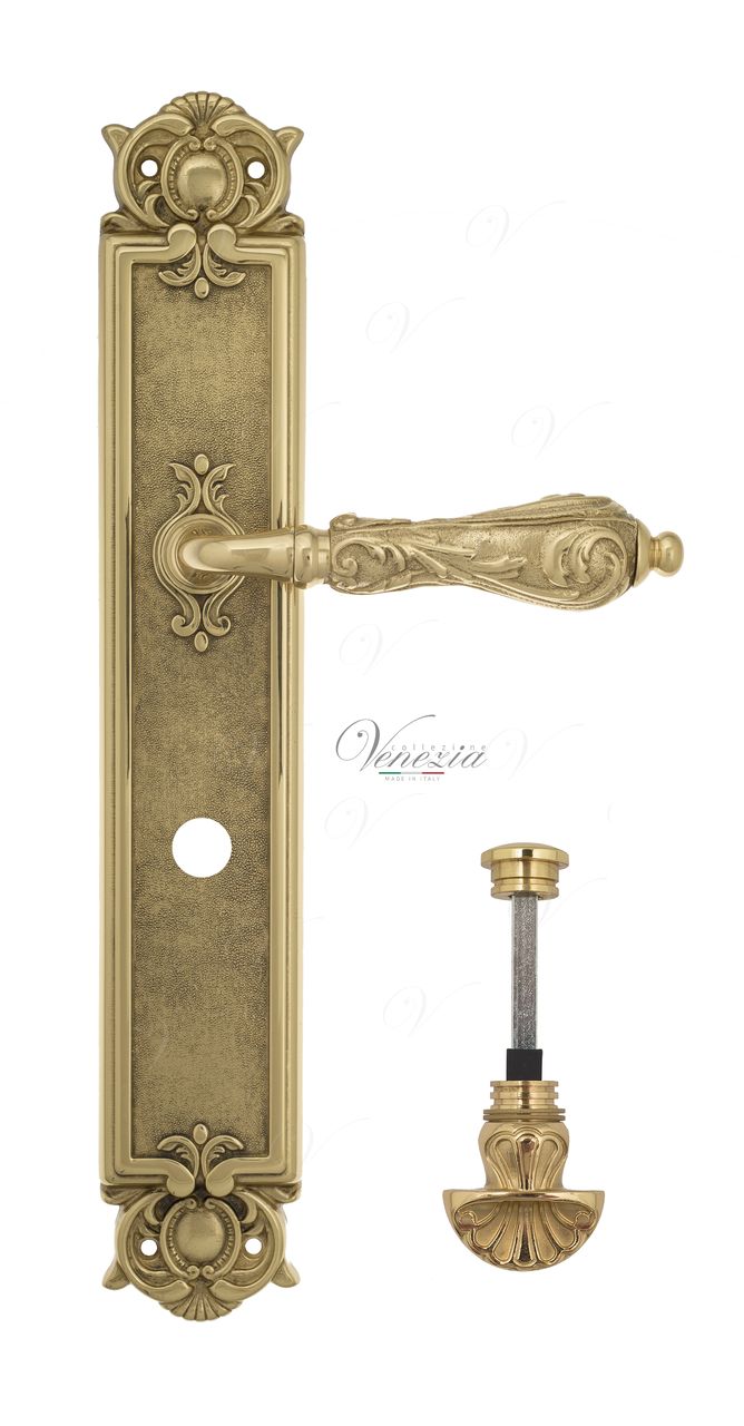 Door Handle Venezia  MONTE CRISTO  WC-4 On Backplate PL97 Polished Brass