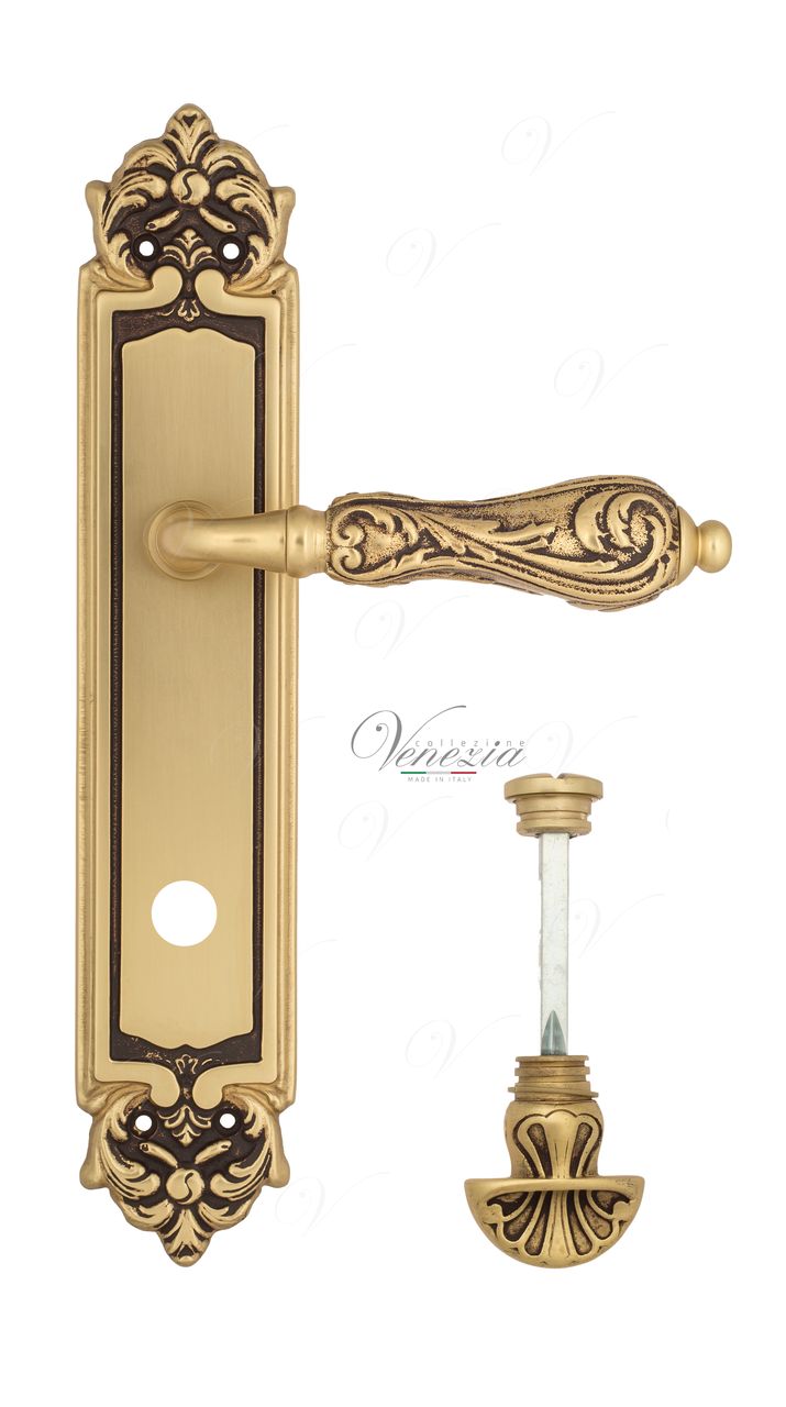 Door Handle Venezia  MONTE CRISTO  WC-4 On Backplate PL96 French Gold + Brown
