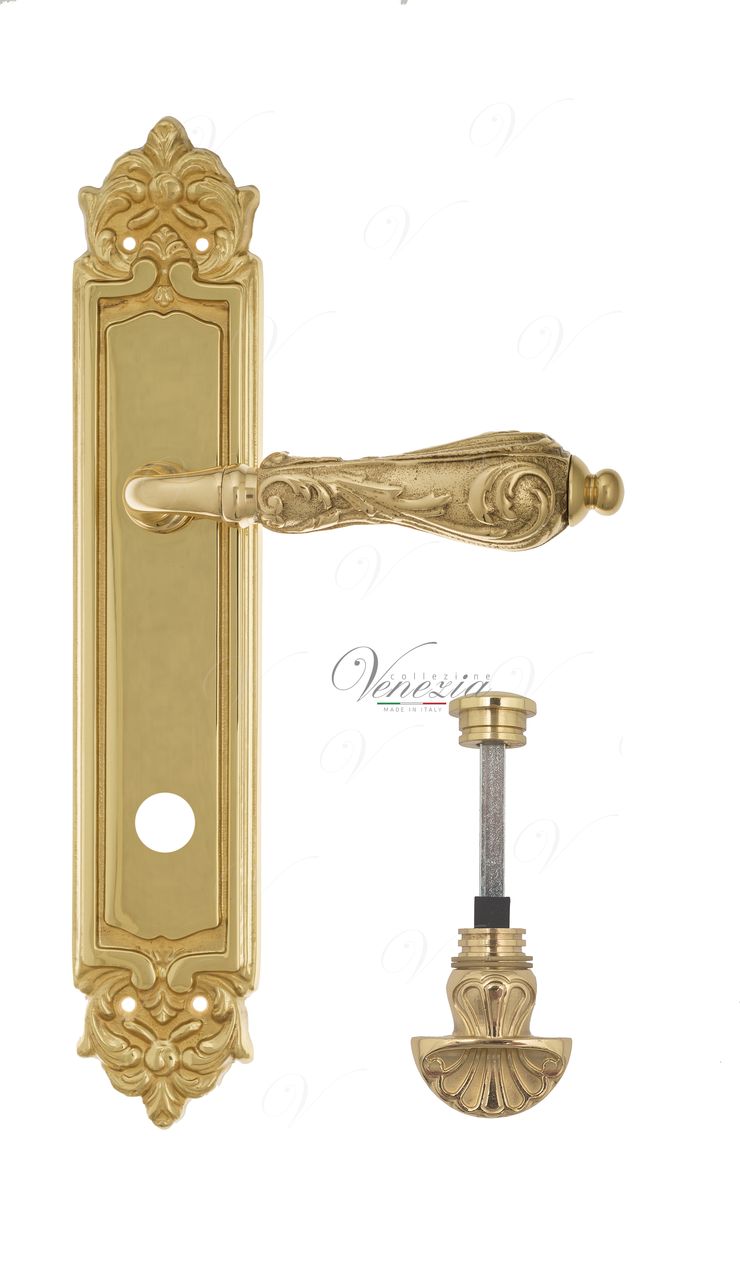 Door Handle Venezia  MONTE CRISTO  WC-4 On Backplate PL96 Polished Brass