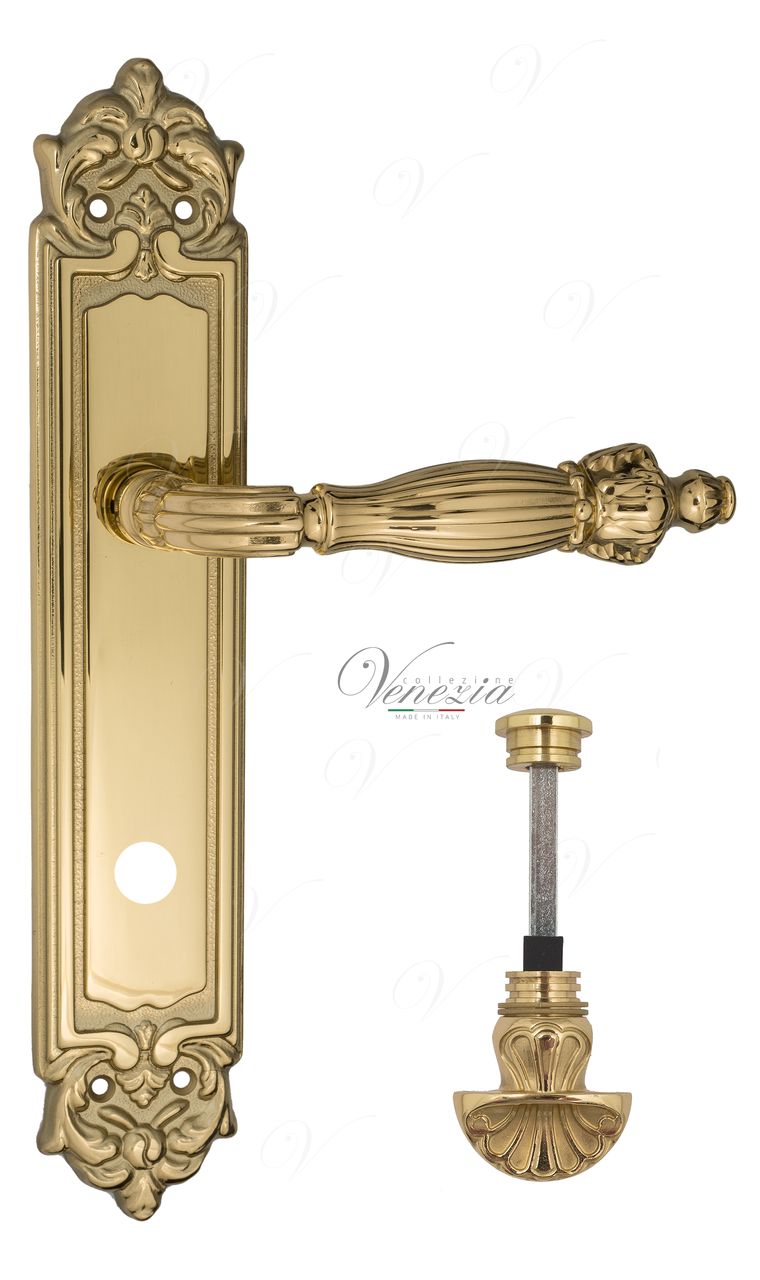 Door Handle Venezia  OLIMPO  WC-4 On Backplate PL96 Polished Brass