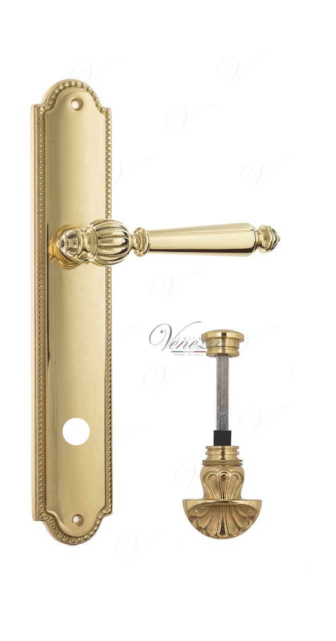 Door Handle Venezia  PELLESTRINA  WC-4 On Backplate PL98 Polished Brass