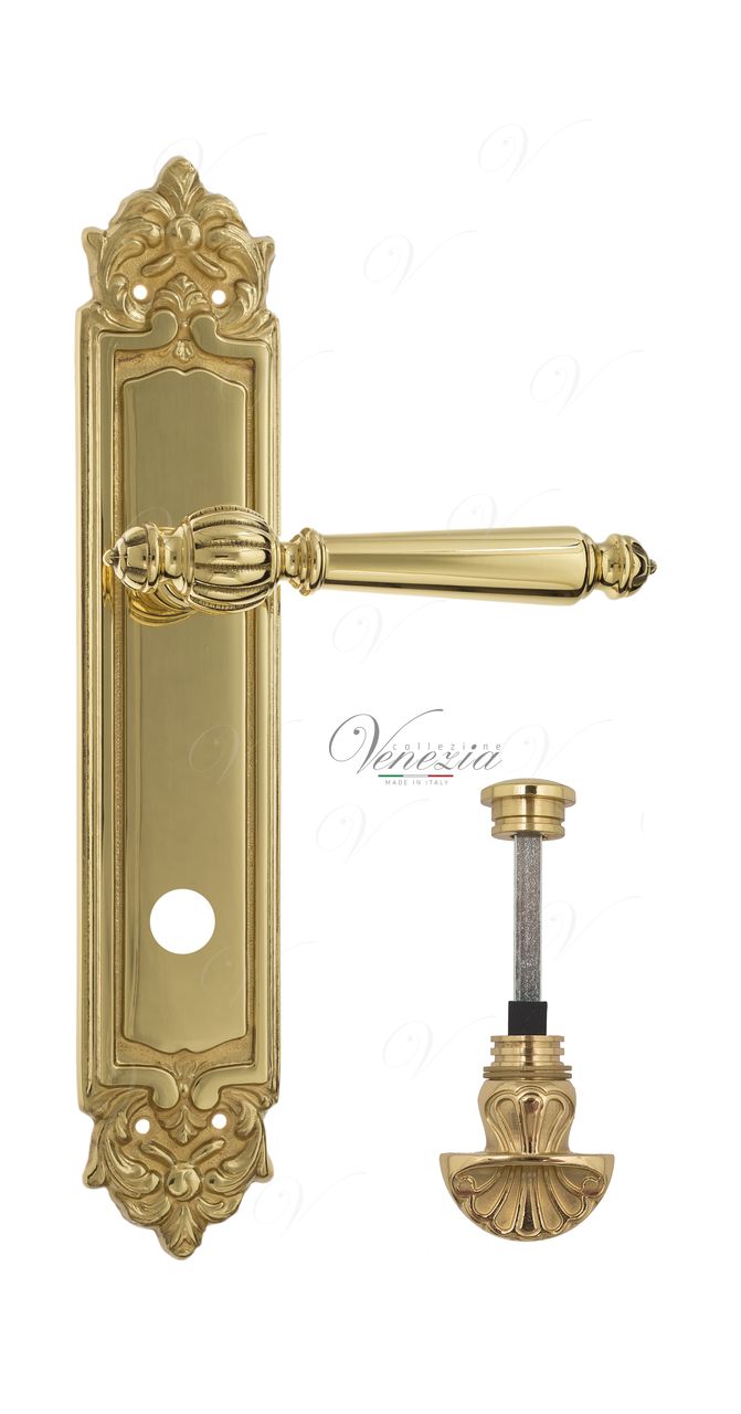 Door Handle Venezia  PELLESTRINA  WC-4 On Backplate PL96 Polished Brass