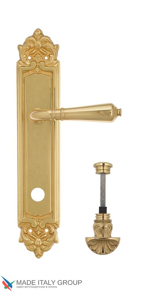 Door Handle Venezia  VIGNOLE  WC-4 On Backplate PL96 Polished Brass