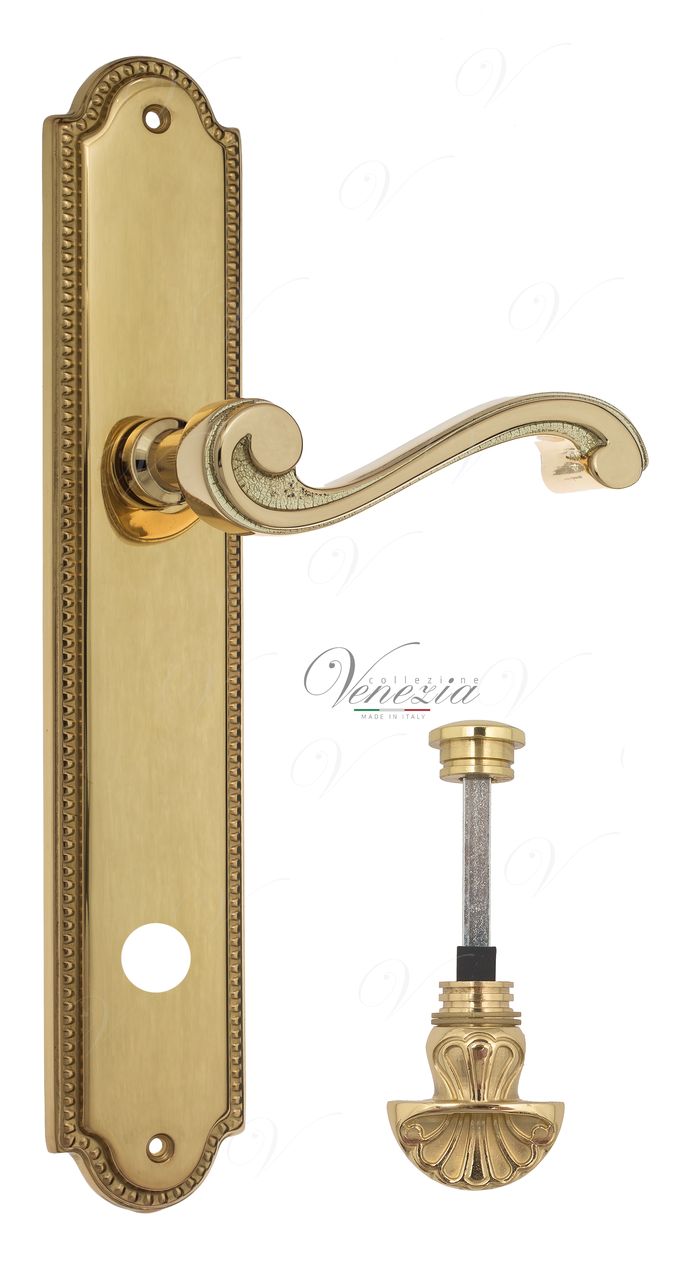 Door Handle Venezia  VIVALDI  WC-4 On Backplate PL98 Polished Brass