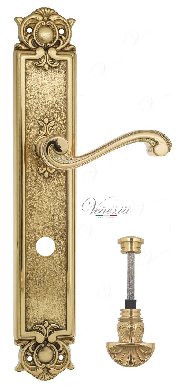 Door Handle Venezia  VIVALDI  WC-4 On Backplate PL97 Polished Brass
